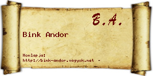 Bink Andor névjegykártya